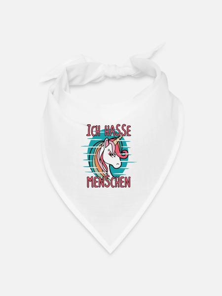 Ich Hasse Menschen Einhorn Sarkasmus - Bandana Dreieckstuch - Weiß