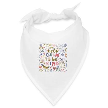Bleib ruhig und sei freundlich Volkskunst Blumen - Bandana Dreieckstuch - Weiß - Vorne