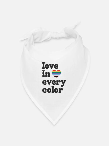 Love in every Color Pride LGBTQIA Regenbogen Herz - Bandana Dreieckstuch - Weiß