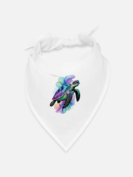 Meeresschildkröte, Schildkröte, Wasserschildkröte - Bandana Dreieckstuch - Weiß