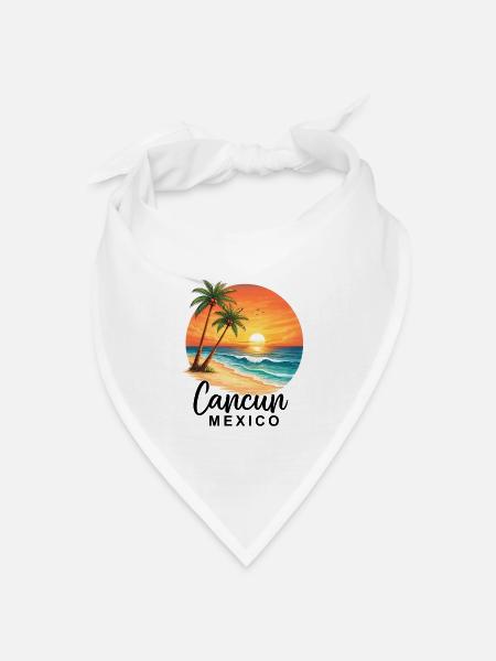 Cancun Mexico - Bandana Dreieckstuch - Weiß