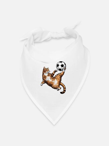 Katzenkick-Fußball - Bandana Dreieckstuch - Weiß