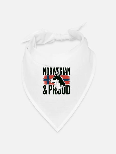 Norwegian & Proud Wolf Silhouette Vor Flagge - Bandana Dreieckstuch - Weiß