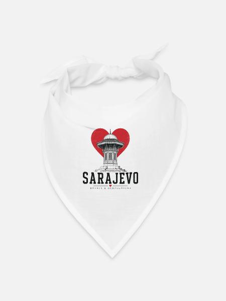 Sarajevo Herzturm Grafik - Bandana Dreieckstuch - Weiß