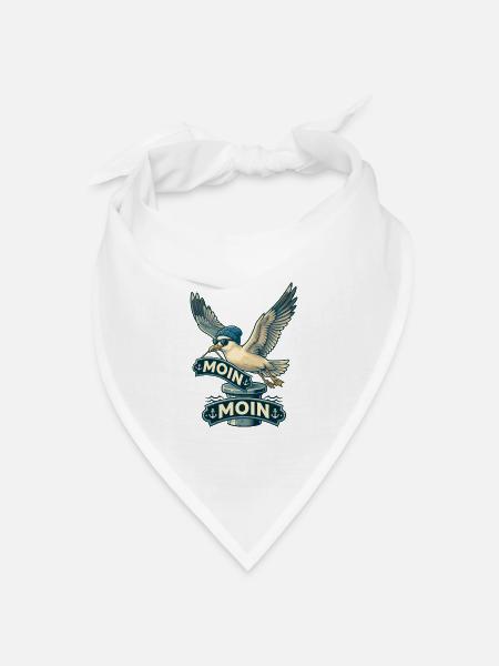 Coole Möwe Moin Moin Norddeutschland - Bandana Dreieckstuch - Weiß