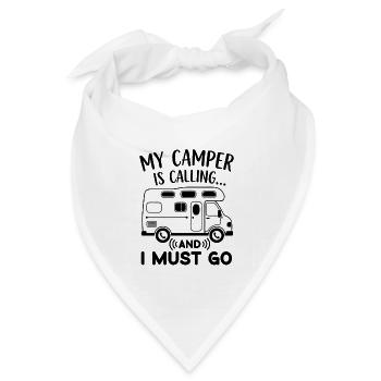 My Camper is calling and I must go funny Camping - Bandana Dreieckstuch - Weiß - Vorne