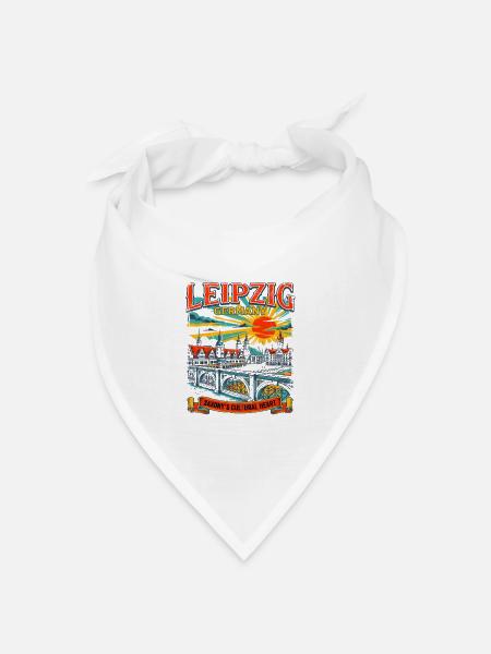 Retro Leipzig Germany Cultural Heart Cityscape - Bandana Dreieckstuch - Weiß