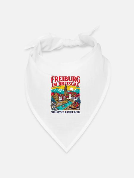 Sun City Vintage Freiburg Im Breisgau Skyline - Bandana Dreieckstuch - Weiß
