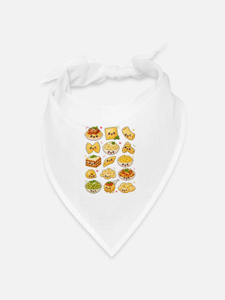 Kawaii Pasta | Nudeln & Italienische Küche - Bandana Dreieckstuch - Weiß