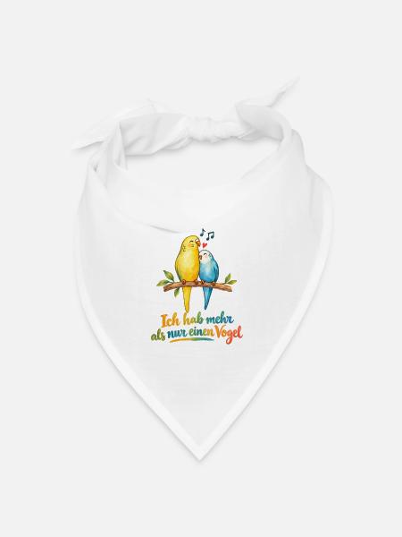 Zwei Vögel singen Liebe - ein Vogel in love - Bandana Dreieckstuch - Weiß