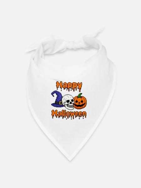 Fröhliches Halloween - Bandana Dreieckstuch - Weiß