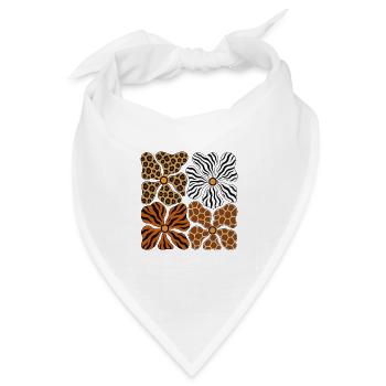 Boho Safari Blumen Leopard Zebra Giraffe Tiger - Bandana Dreieckstuch - Weiß - Vorne
