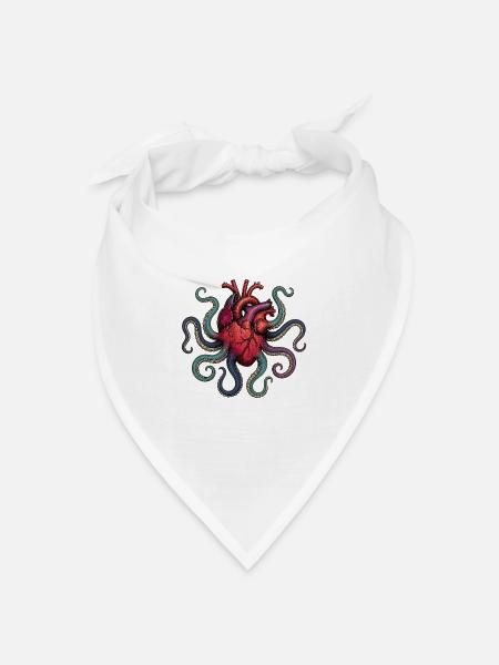 Anatomical Heart Octopus - Bandana Dreieckstuch - Weiß