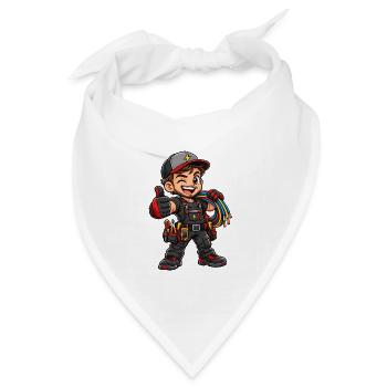 Elektriker Kawaii Style – Süßes Handwerkermotiv - Bandana Dreieckstuch - Weiß - Vorne