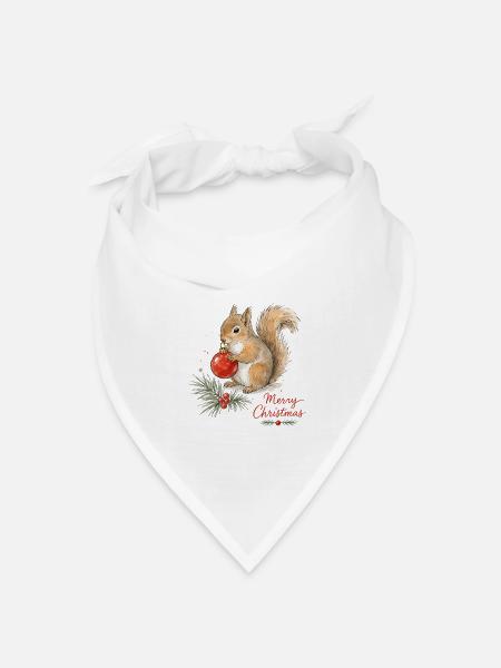 Weihnachtseichhörnchen mit Ornament - Bandana Dreieckstuch - Weiß