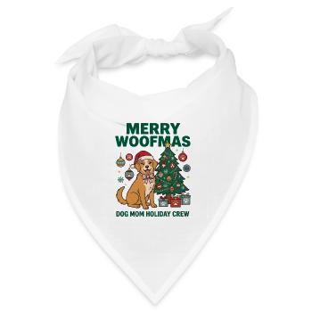 Fröhliche Woofmas Hundemama-Weihnachtscrew - Bandana Dreieckstuch - Weiß - Vorne