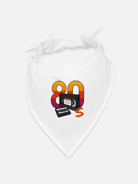80er Retro - Bandana Dreieckstuch - Weiß