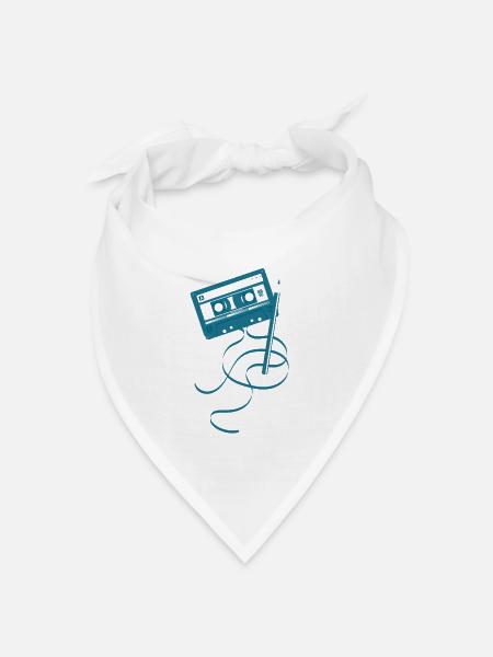 Musik Kassette - Bandana Dreieckstuch - Weiß