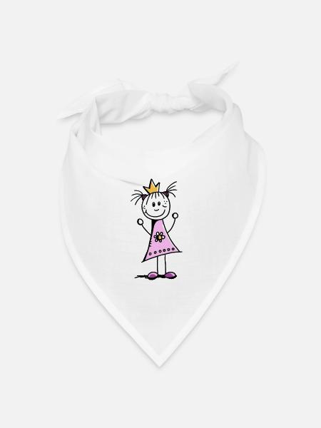 Lustige Prinzessin mit Krone und rosa Kleid - Bandana Dreieckstuch - Weiß