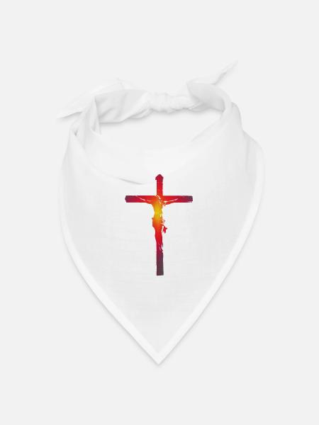 Christus am Kreuz - Bandana Dreieckstuch - Weiß