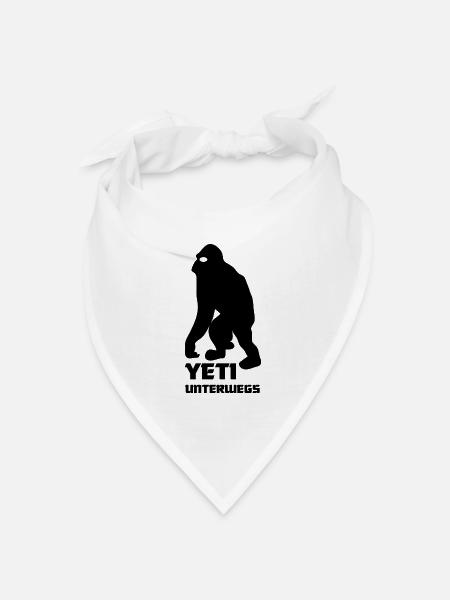 Yeti unterwegs, Schneemensch gesehen, Bigfoot - Bandana Dreieckstuch - Weiß