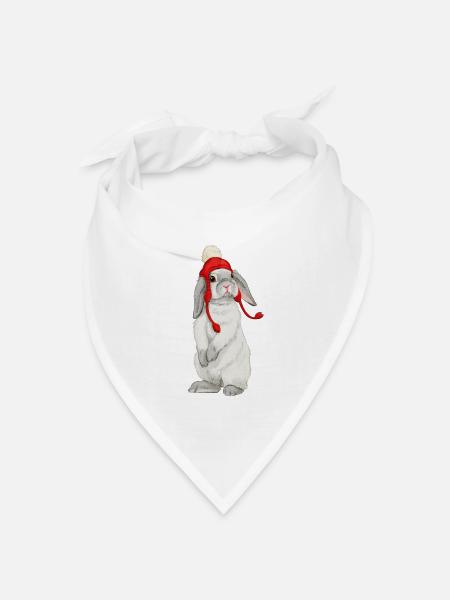 Winter Kaninchen - Bandana Dreieckstuch - Weiß