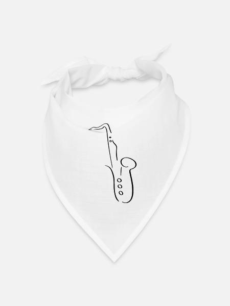 Saxophon Line Art - Minimalistisch - Bandana Dreieckstuch - Weiß