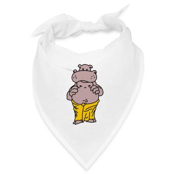 Sauna Flusspferd - Bandana Dreieckstuch - Weiß - Vorne