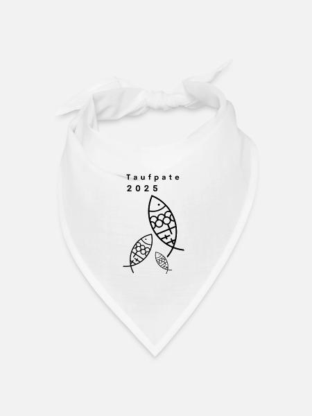 Taufpate 2025 3 Fische Kreuze minimalistisch - Bandana Dreieckstuch - Weiß