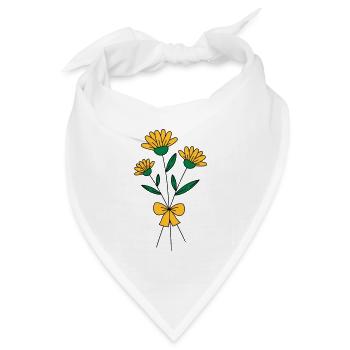 Blumenstrauss dreifarbig - Bandana Dreieckstuch - Weiß - Vorne