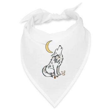 🌙🐺 Lone Wolf – Mystik & Natur T-Shirt - Bandana Dreieckstuch - Weiß - Vorne