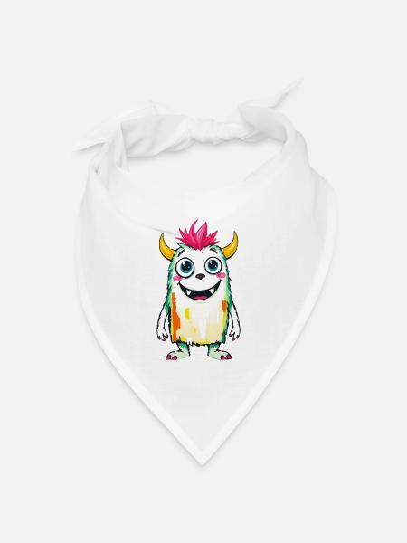 Bunte Monsterkunst - Niedlicher & verspielter Charakter - Bandana Dreieckstuch - Weiß