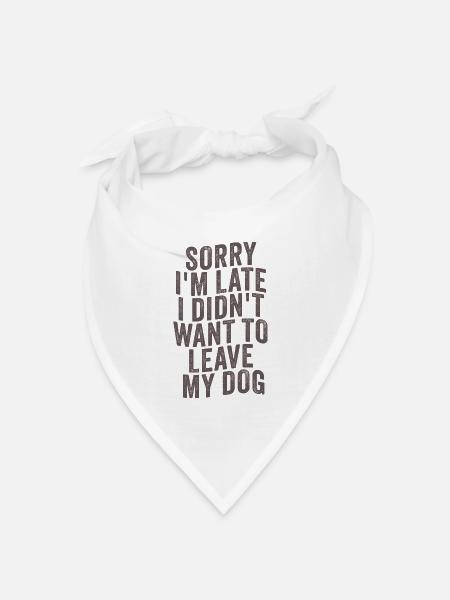 Sorry I’m Late – Hundehalter Spruch - Bandana Dreieckstuch - Weiß