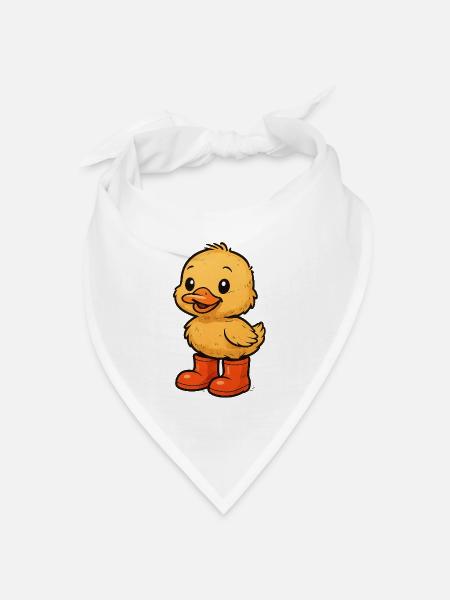 Niedliches Enten-Motiv mit Gummistiefeln - Bandana Dreieckstuch - Weiß