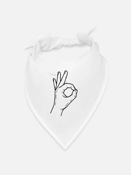 OK Handzeichen – Perfect Symbol - Bandana Dreieckstuch - Weiß