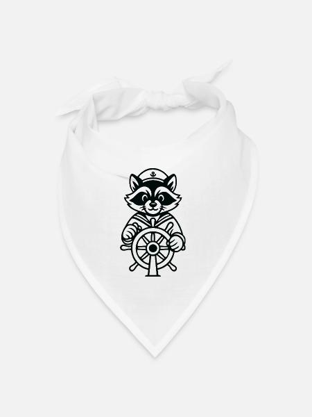 Raccoon Captain Navigation - Bandana Dreieckstuch - Weiß