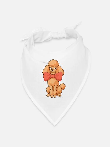 Pudel Übergroßer Bogen - Bandana Dreieckstuch - Weiß