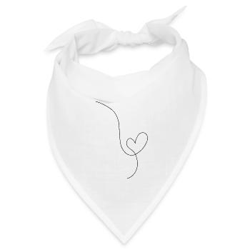 Herzschwarze Strichzeichnung - Bandana Dreieckstuch - Weiß - Vorne