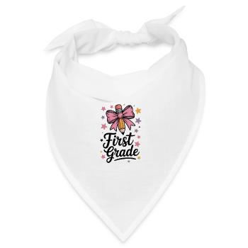 Erste Klasse Schleife Buntstift Schleife Schule - Bandana Dreieckstuch - Weiß - Vorne