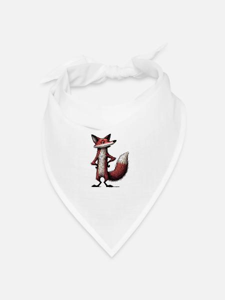 Red Fox Cartoon Woodland Animal - Bandana Dreieckstuch - Weiß