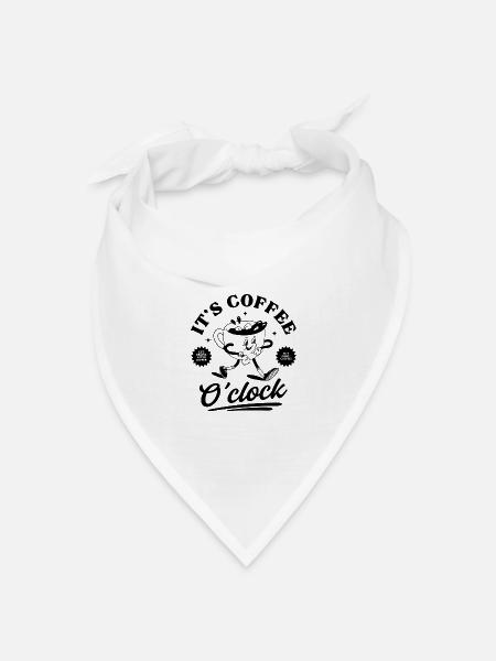 Es ist Kaffee Uhr - Bandana Dreieckstuch - Weiß