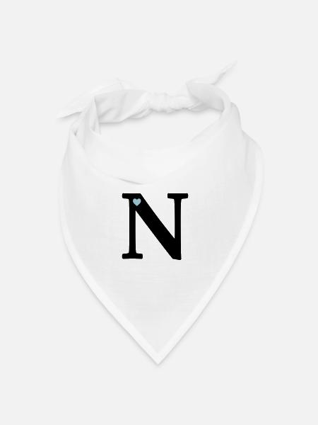 Buchstabe N Anfangsbuchstabe - Bandana Dreieckstuch - Weiß
