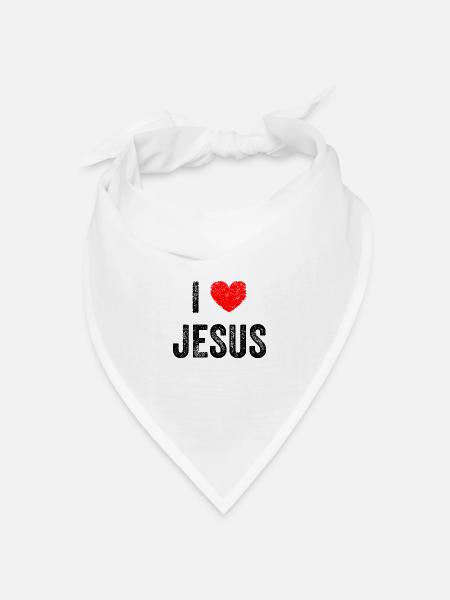 I love Jesus Christus - Jesus saves - Christliches - Bandana Dreieckstuch - Weiß