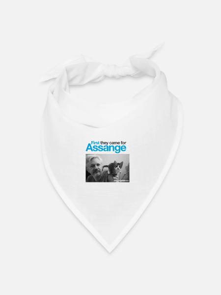 Zuerst kamen sie nach Assange - Bandana Dreieckstuch - Weiß