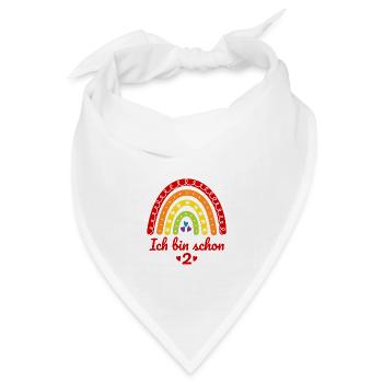 2. Geburtstag Mädchen Regenbogen Ich bin schon 2 - Bandana Dreieckstuch - Weiß - Vorne