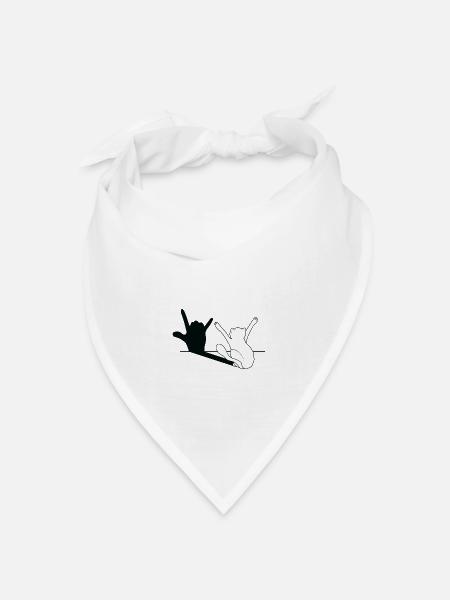 I love you mit Katze - Schattenspiel - Bandana Dreieckstuch - Weiß