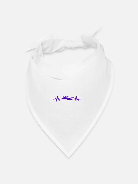 Herzschlag Schwimmer - Taucher Wassersport Athlet - Bandana Dreieckstuch - Weiß