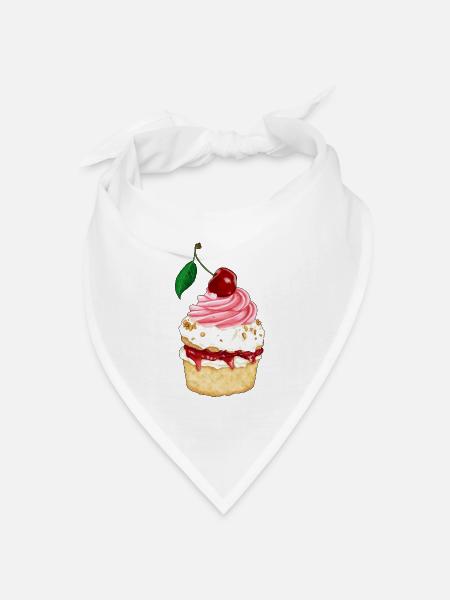 Schwarzwälder Kirschtörtchen - Bandana Dreieckstuch - Weiß