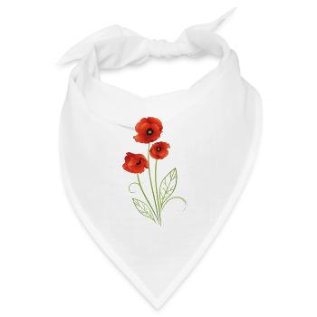 Rote Mohnblumen Mohn Sommer - Bandana Dreieckstuch - Weiß - Vorne