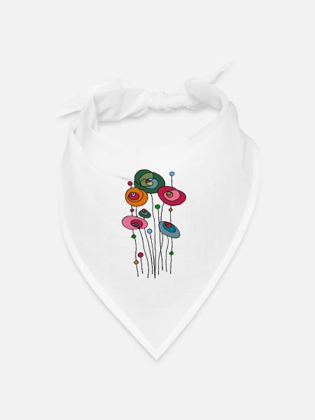 Bunte Blumen - Bandana Dreieckstuch - Weiß